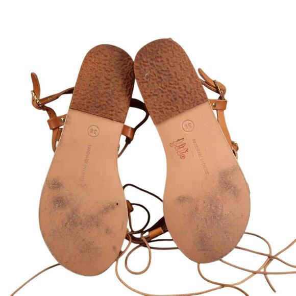 Ancient Greek Sandals Women 38 Sofia Tall Lace Up Gladiator Leather Handmade Tie - Picture 11 of 15